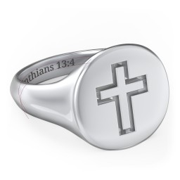 Men’s Cross Signet Ring in 925 Sterling Silver