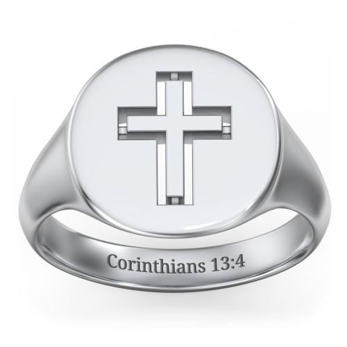 Men’s Cross Signet Ring – Sterling Silver