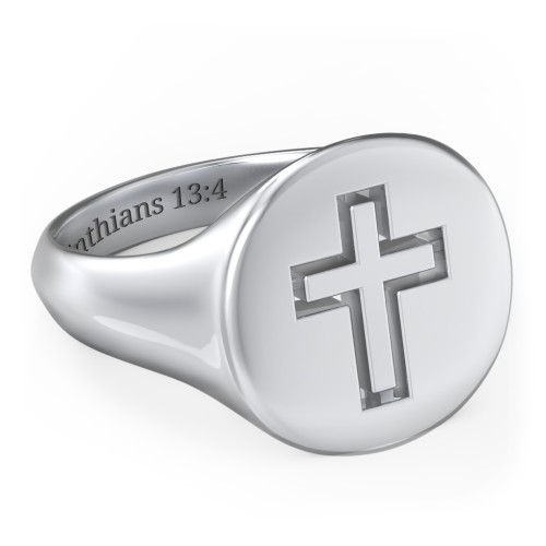 Men’s Cross Signet Ring – Sterling Silver