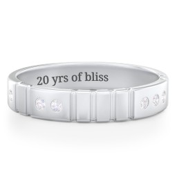 "Love" Morse Code Men’s Ring with Accents in 925 Sterling Silver with White Premium Zirconia