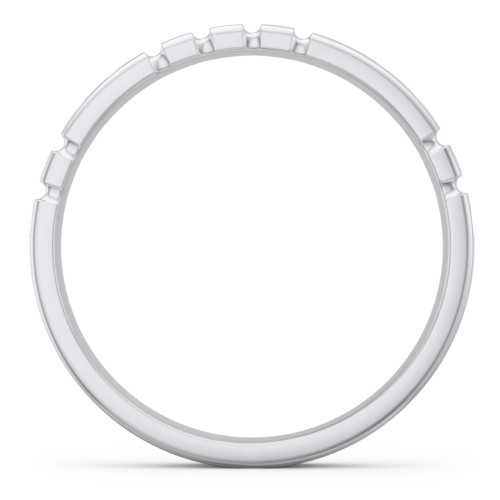"Love" Morse Code Men’s Ring with Accents – Sterling Silver with White Premium Zirconia