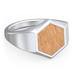 Men's Engravable Wood Hexagon Signet Ring - Cherry