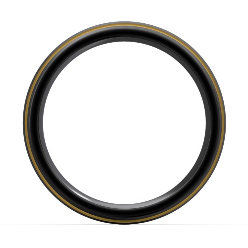 Men's Black Tungsten Dome Ring with 18K Yellow Gold Detailing