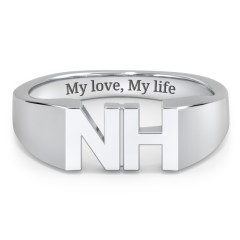 Men's Double Initial Signet Ring – Sterling Silver
