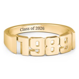 Men's Personalized Year Ring in 18K Gold Plated Silver