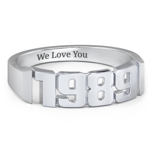 Men's Personalized Year Ring – Sterling Silver