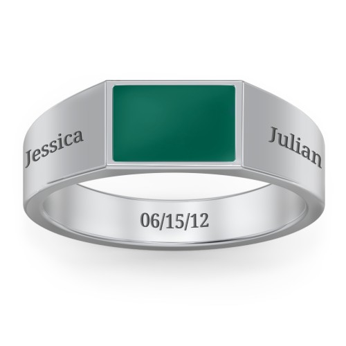 Men’s Engravable Cold Enamel Signet Ring