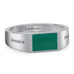 Men’s Engravable Cold Enamel Signet Ring in 925 Sterling Silver