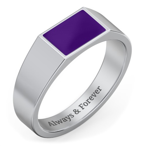 Men’s Engravable Cold Enamel Signet Ring – Sterling Silver