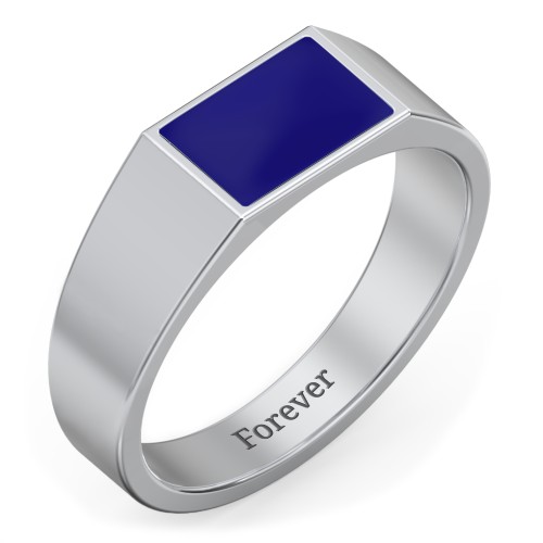 Men’s Engravable Cold Enamel Signet Ring – Sterling Silver