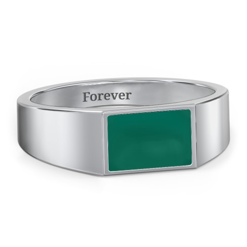 Men’s Engravable Cold Enamel Signet Ring – Sterling Silver