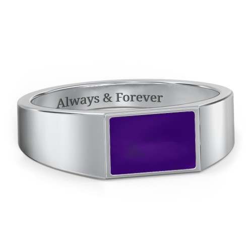 Men’s Engravable Cold Enamel Signet Ring – Sterling Silver