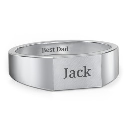 Men’s Engravable Brushed Top Signet Ring in 925 Sterling Silver