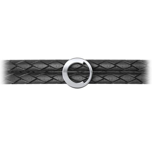 Men’s Leather Sterling Silver Round "C" Initial Bracelet