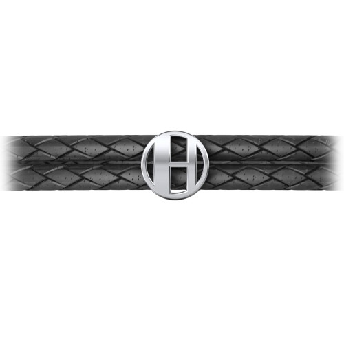 Men’s Leather Sterling Silver Round "H" Initial Bracelet – Sterling Silver