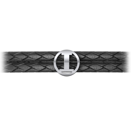 Men’s Leather Sterling Silver Round "I" Initial Bracelet