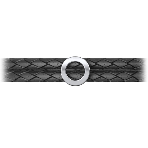 Men’s Leather Sterling Silver Round "O" Initial Bracelet