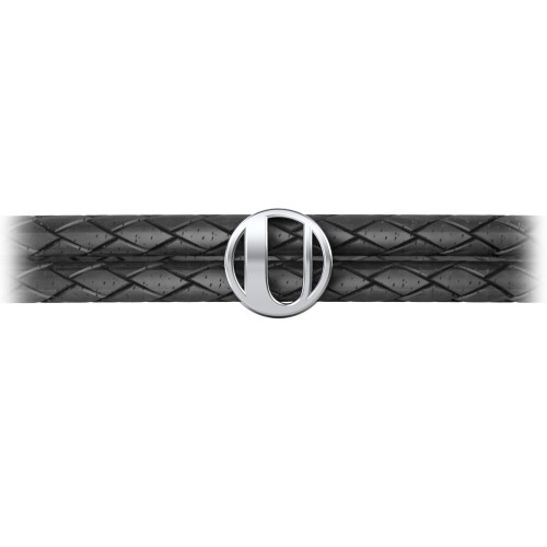 Men’s Leather Sterling Silver Round "U" Initial Bracelet – Sterling Silver