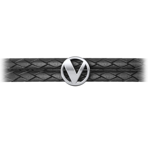Men’s Leather Sterling Silver Round "V" Initial Bracelet – Sterling Silver