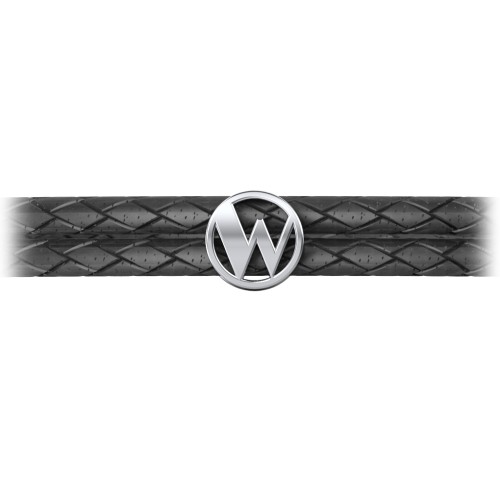 Men’s Leather Sterling Silver Round "W" Initial Bracelet