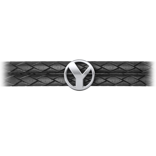 Men’s Leather Sterling Silver Round "Y" Initial Bracelet