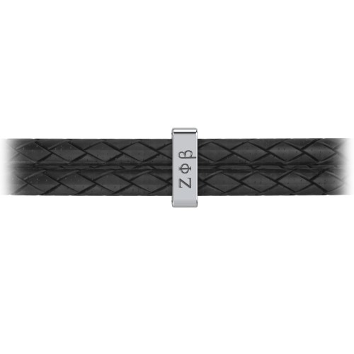 Men’s Engravable Vertical Bar and Leather Fraternity Bracelet – Sterling Silver