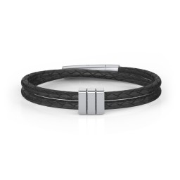 Men’s Engravable Vertical Bar and Leather Fraternity Bracelet