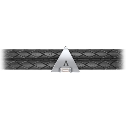Men’s Leather Sterling Silver Engravable Gemstone Triangle Bracelet – Sterling Silver with Cubic Zirconia