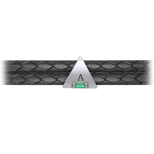 Men’s Leather Sterling Silver Engravable Gemstone Triangle Bracelet – Sterling Silver with Emerald