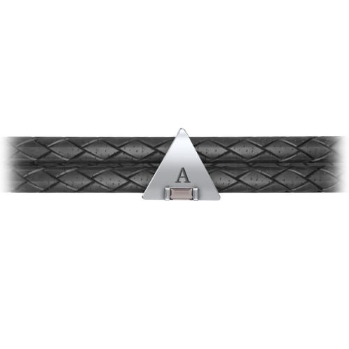 Men’s Leather Sterling Silver Engravable Gemstone Triangle Bracelet – Sterling Silver with Smokey Quartz