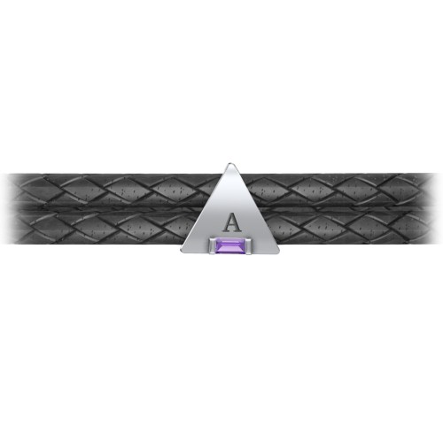 Men’s Leather Sterling Silver Engravable Gemstone Triangle Bracelet – Sterling Silver with Amethyst
