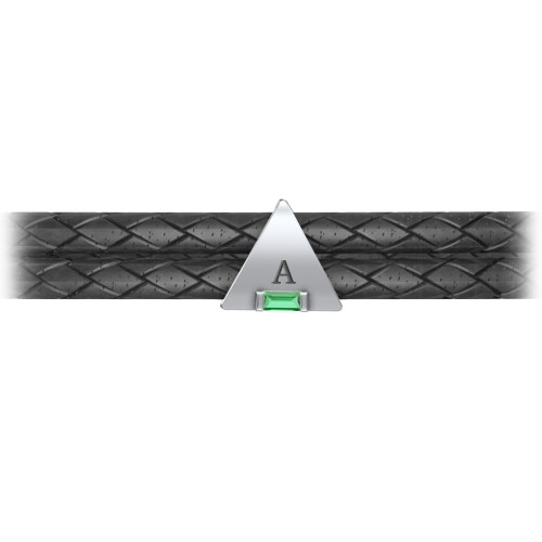 Men’s Leather Sterling Silver Engravable Gemstone Triangle Bracelet – Sterling Silver with Emerald