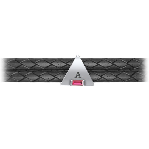 Men’s Leather Sterling Silver Engravable Gemstone Triangle Bracelet – Sterling Silver with Ruby