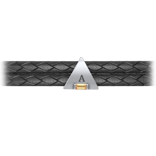 Men’s Leather Sterling Silver Engravable Gemstone Triangle Bracelet – Sterling Silver with Citrine