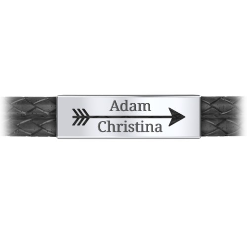 Men’s Leather Sterling Silver Engravable Arrow Bracelet – Sterling Silver