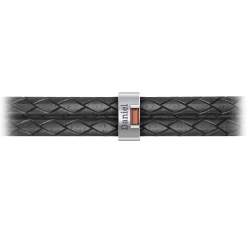 Men’s Leather Sterling Silver Vertical Bar Bracelet with Gemstones – Sterling Silver with Garnet