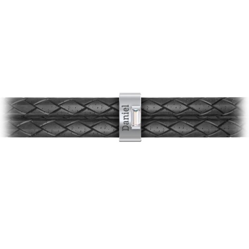 Men’s Leather Sterling Silver Vertical Bar Bracelet with Gemstones – Sterling Silver with Cubic Zirconia