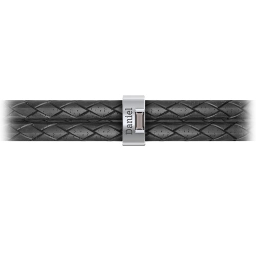 Men’s Leather Sterling Silver Vertical Bar Bracelet with Gemstones – Sterling Silver with Smokey Quartz