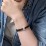 Men’s Leather Sterling Silver 2 Vertical Bar Bracelet with Gemstones – Sterling Silver with Smokey Quartz and Blue Topaz