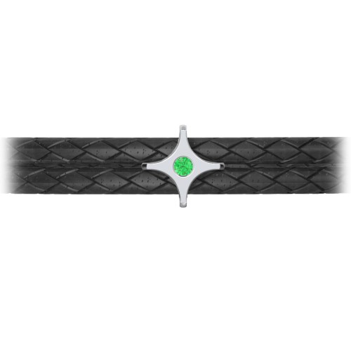 Men’s Leather Sterling Silver North Star Bracelet – Sterling Silver with Emerald