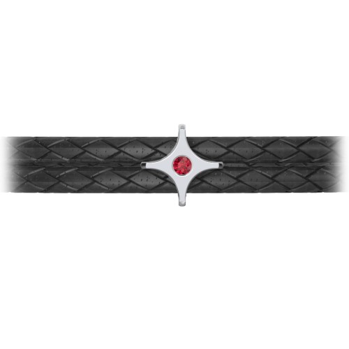 Men’s Leather Sterling Silver North Star Bracelet – Sterling Silver with Ruby