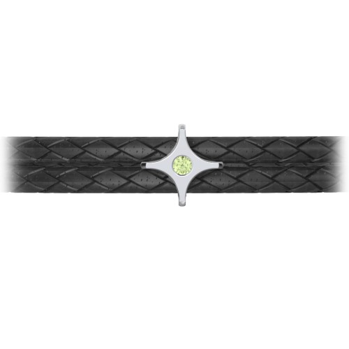 Men’s Leather Sterling Silver North Star Bracelet – Sterling Silver with Peridot