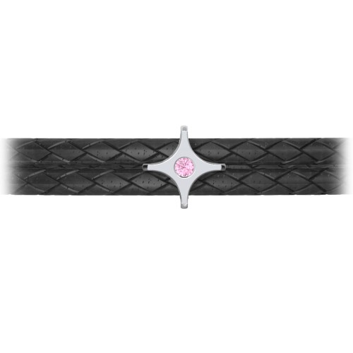 Men’s Leather Sterling Silver North Star Bracelet – Sterling Silver with Pink Tourmaline