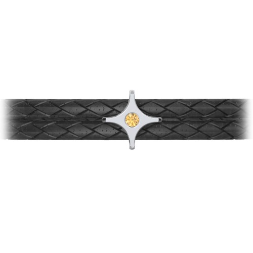 Men’s Leather Sterling Silver North Star Bracelet – Sterling Silver with Citrine