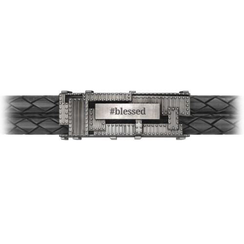 Men’s Leather Sterling Silver Engravable Riveted Plate Bracelet – Sterling Silver