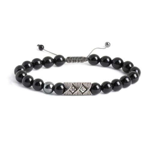 Men's Initial S-Knot Bead Bracelet with Twisted Rope Pattern