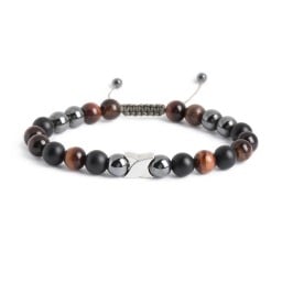 Men's Engravable S-Knot Bead Bracelet with X Charm