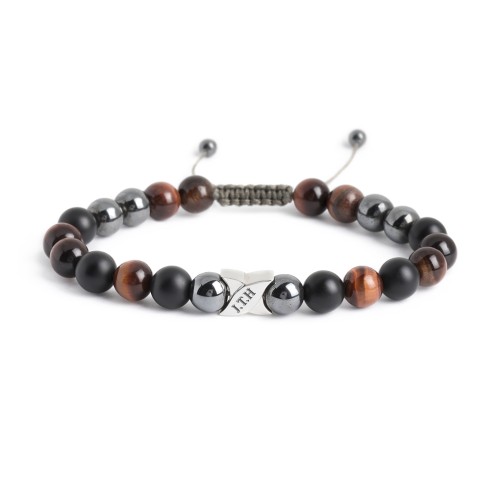Men's Engravable S-Knot Bead Bracelet with X Charm – Sterling Silver with