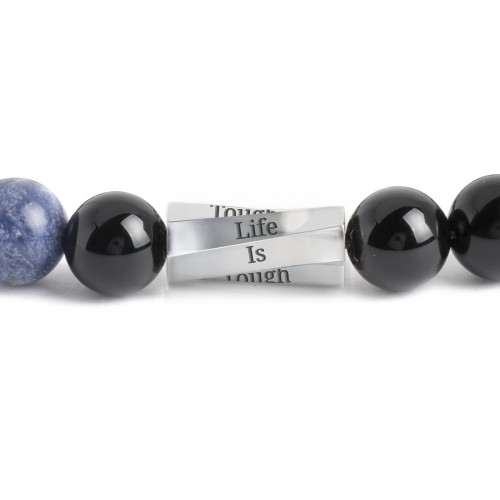 Men’s Engravable Twisted S-Knot Bead Bracelet – Sterling Silver with