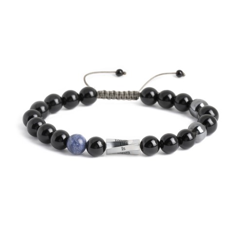 Men’s Engravable Twisted S-Knot Bead Bracelet – Sterling Silver with